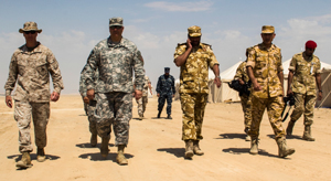 American and Qatari officers during Eagle Resolve 2013. Eagle Resolve is an annual multilateral exercise designed to enhance regional cooperative defense efforts of the Gulf Cooperation Council nations and U.S. Central Command.