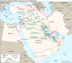 Selected Oil and Gas Pipeline Infrastructure in the Middle East.