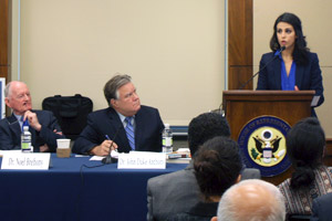 Ms. Sama'a Al-Hamdani speaks at a June 29, 2015 NCUSAR briefing on Capitol Hill in Washington, DC.