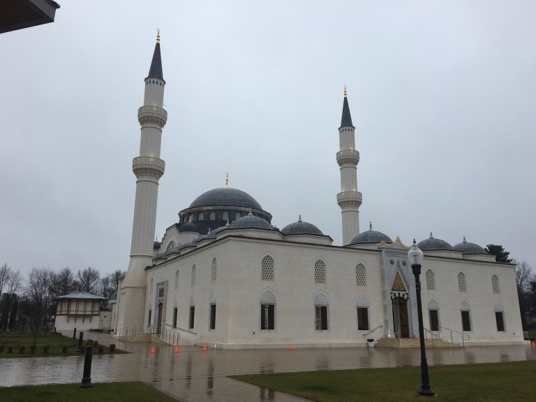 The mosque was constructed with white marble and in a style similar to the mosques of Turkey’s famous 16th-century Ottoman architect Sinan.