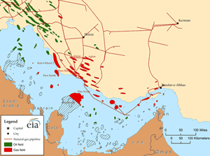 Iran's major natural gas fields.