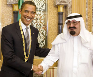 President Barack Obama with HRH King Abdullah bin Abdulaziz Al Sa'ud, when the former visited the latter in June 2009.