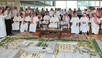 HRH King Abdullah bin Abdulaziz Al Sa'ud inspecting progress of the plans and construction of the King Abdullah University of Science and Technology (KAUST).