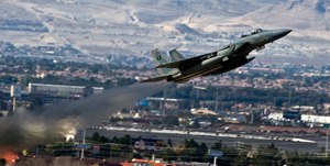 A Royal Saudi Air Force F-15 Strike Eagle departs for a training mission over the Nevada Test and Training Range.