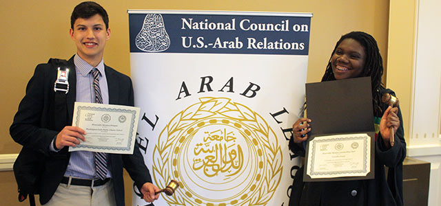 Students at a Model Arab League conference.