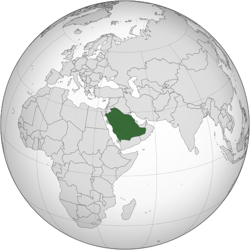 Map depicting location of Saudi Arabia