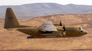 A Royal Saudi Air Force C-130 Hercules aircraft during a multinational training exercise over McChord Air Force Base in Washington in 2007. Photo: U.S. Department of Defense. 