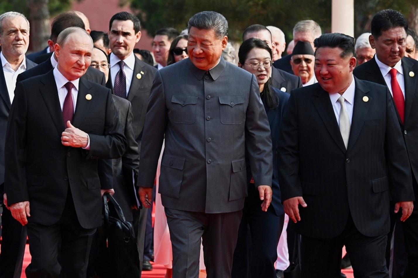 China’s leader Xi Jinping, Russia’s president Vladimir Putin, North Korea’s leader Kim Jong Un and other world leaders watched the giant military parade to mark the 80th anniversary of the end of World War II. Photo: AP