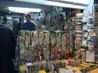 The Mutrah souq in Muscat is an absorbing labyrinth of narrow, perfume-laden alleyways packed with colorful little shops stacked high with tubs of frankincense, old silver khanjars, Bedouin jewelry, and other Omani paraphernalia.