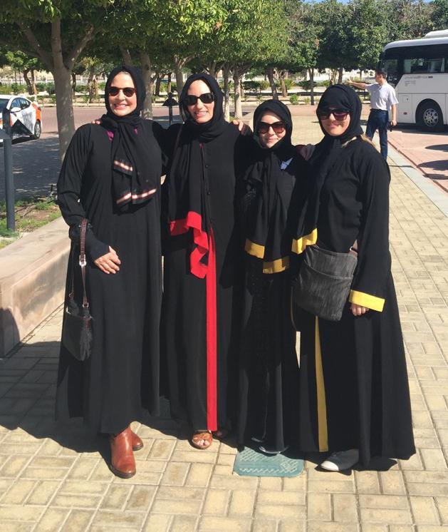 Before entering The Sultan Qaboos Grand Mosque, the four women in the delegation dressed respectfully in abayas and traditional head coverings.